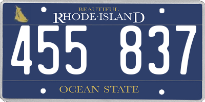 RI license plate 455837