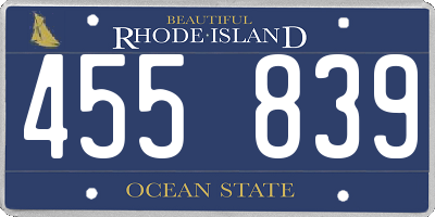 RI license plate 455839