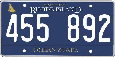 RI license plate 455892