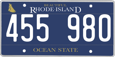 RI license plate 455980