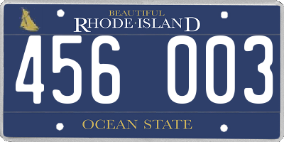 RI license plate 456003