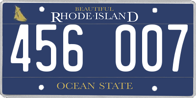 RI license plate 456007