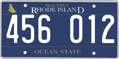 RI license plate 456012