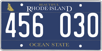 RI license plate 456030