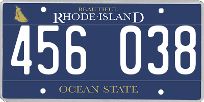 RI license plate 456038
