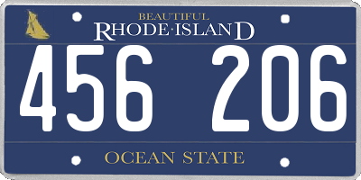 RI license plate 456206