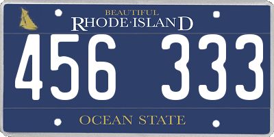 RI license plate 456333