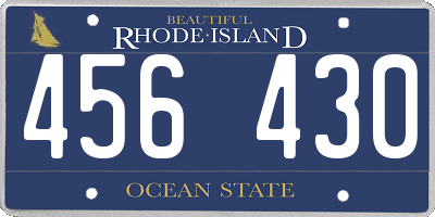 RI license plate 456430