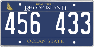 RI license plate 456433