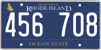 RI license plate 456708