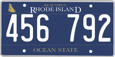 RI license plate 456792
