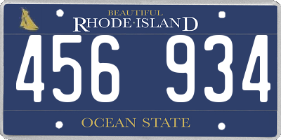 RI license plate 456934