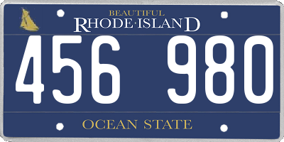 RI license plate 456980