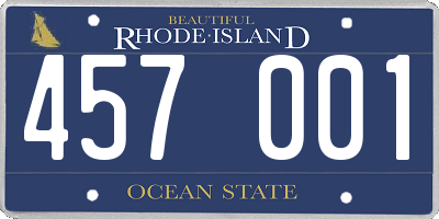 RI license plate 457001