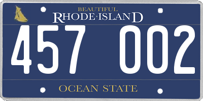 RI license plate 457002