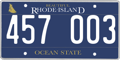 RI license plate 457003