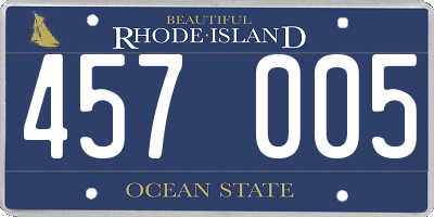 RI license plate 457005