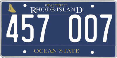 RI license plate 457007