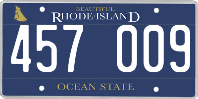 RI license plate 457009