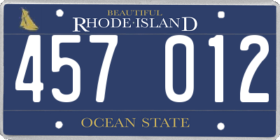 RI license plate 457012