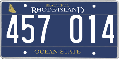 RI license plate 457014