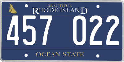RI license plate 457022