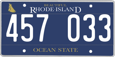 RI license plate 457033