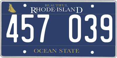 RI license plate 457039