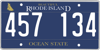 RI license plate 457134