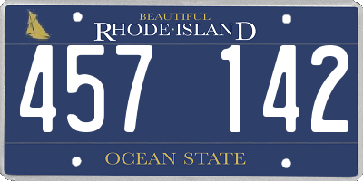 RI license plate 457142