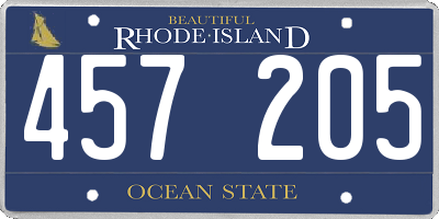 RI license plate 457205