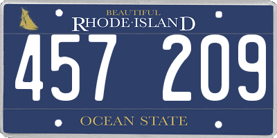 RI license plate 457209