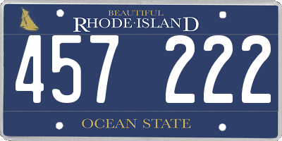 RI license plate 457222