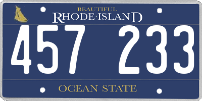 RI license plate 457233