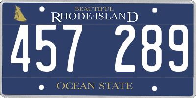 RI license plate 457289