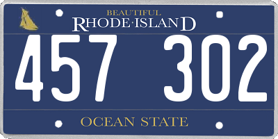 RI license plate 457302