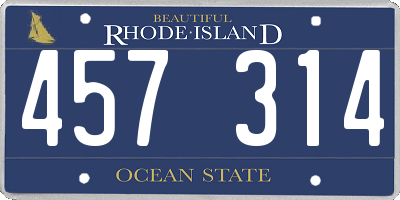 RI license plate 457314