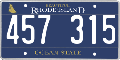 RI license plate 457315