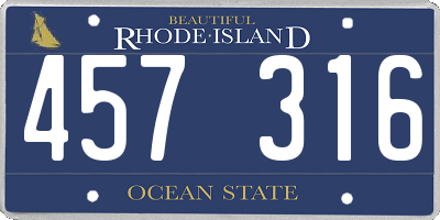 RI license plate 457316