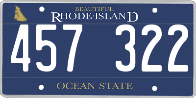RI license plate 457322