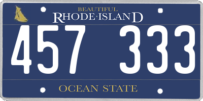 RI license plate 457333
