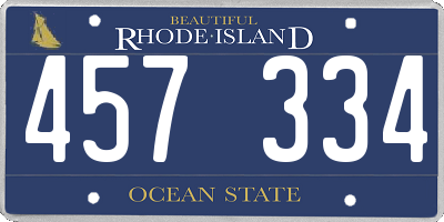 RI license plate 457334