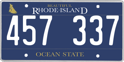 RI license plate 457337
