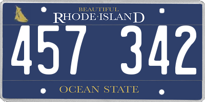 RI license plate 457342