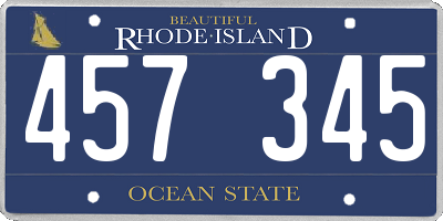 RI license plate 457345