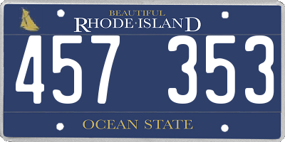 RI license plate 457353