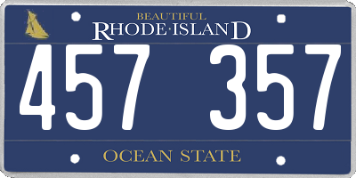 RI license plate 457357