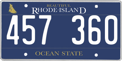 RI license plate 457360