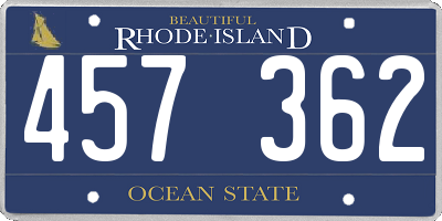RI license plate 457362