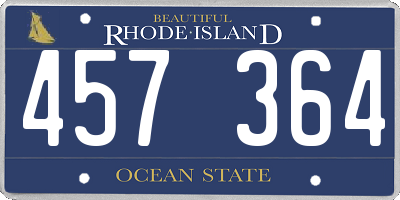 RI license plate 457364